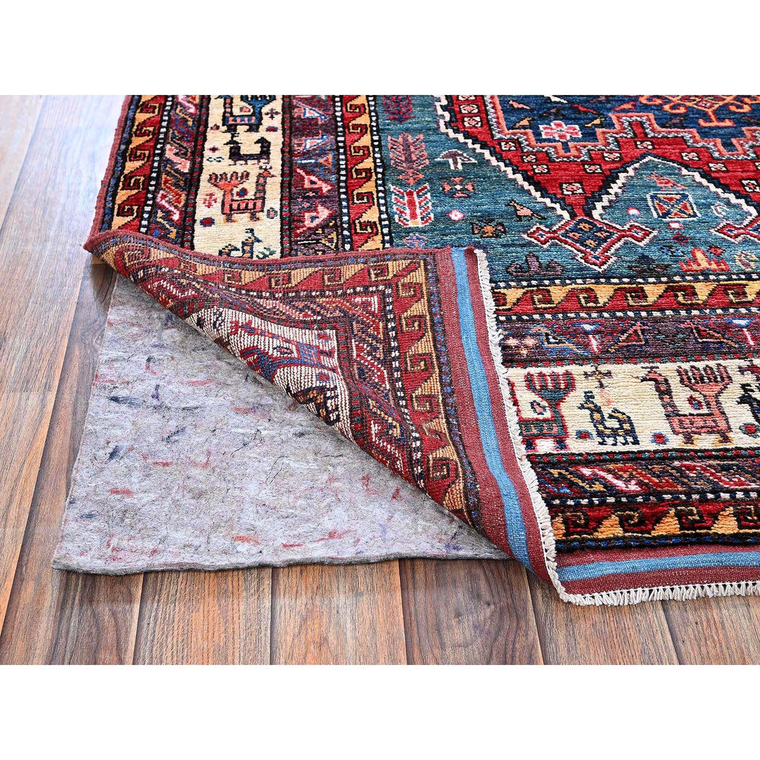 5'0" x 6'4" New Hand Knotted Red Wool Rectangle Oriental Rug - MOA102593