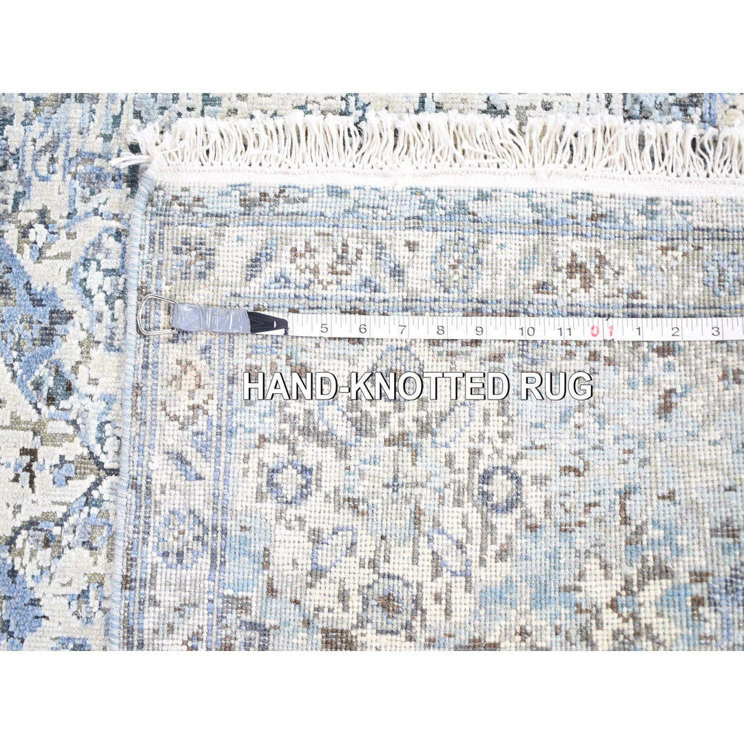 6'0" x 9'3" New Hand Knotted Blue Wool & Silk Rectangle Oriental Rug - MOA10259478