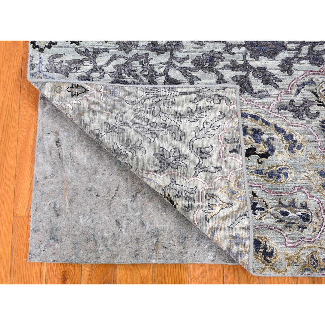 3'0" x 5'3" New Hand Knotted Grey Wool & Silk Rectangle Oriental Rug - MOA10259486