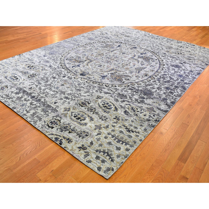 10'0" x 14'2" New Hand Knotted Grey Wool Rectangle Oriental Rug - MOA10259493