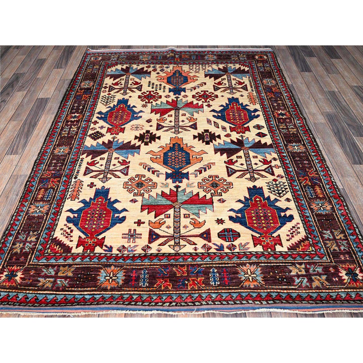 5'2" x 6'8" New Hand Knotted Ivory Wool Rectangle Oriental Rug - MOA102594