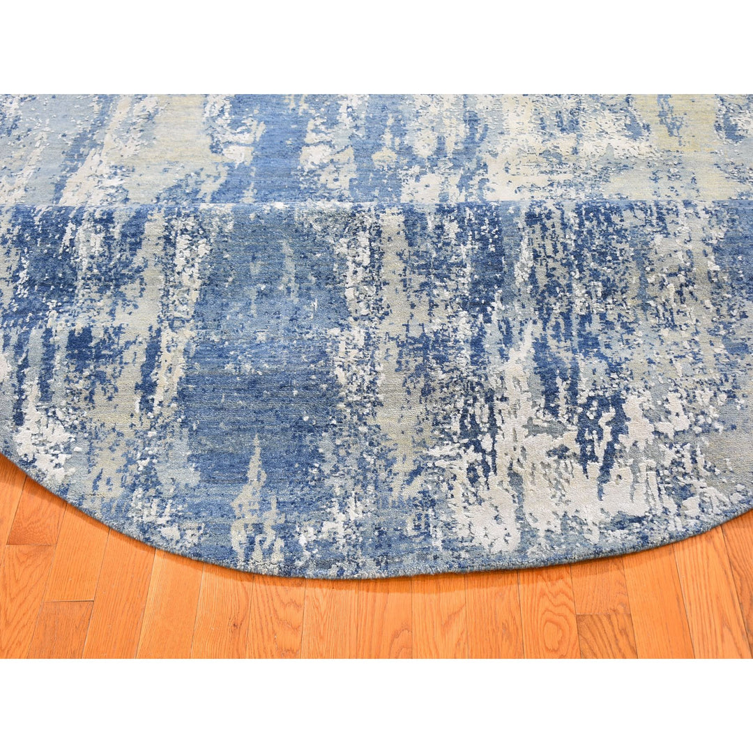 8'1" x 10'1" New Hand Knotted Blue Wool Rectangle Oriental Rug - MOA10259521