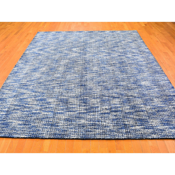 8'2" x 10'0" New Hand Loomed Blue Wool Rectangle Oriental Rug - MOA10259534