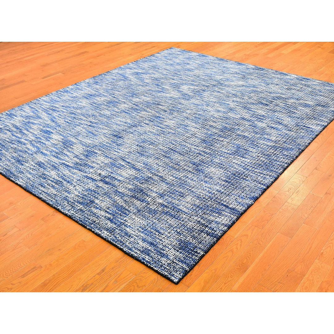 8'2" x 10'0" New Hand Loomed Blue Wool Rectangle Oriental Rug - MOA10259534