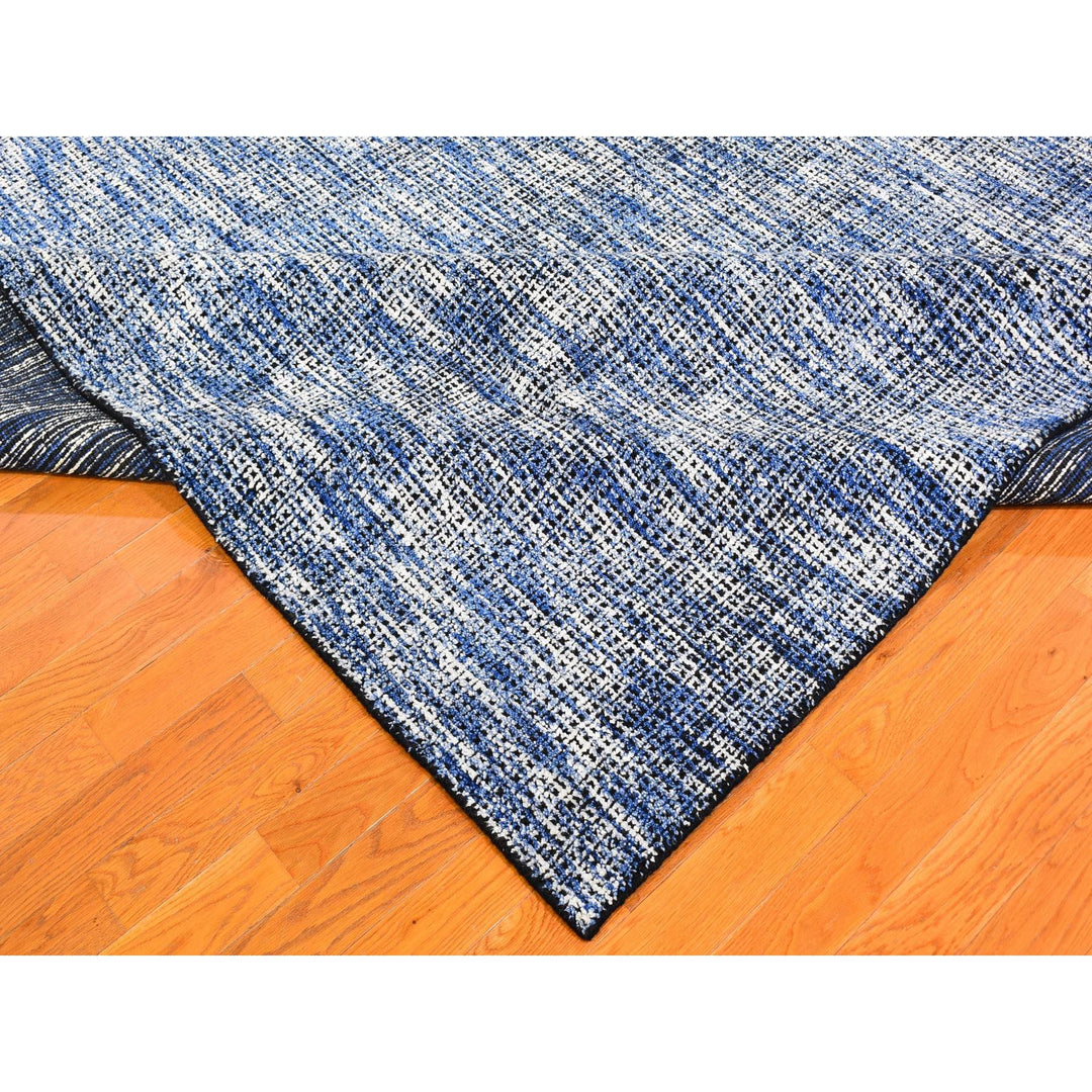 8'2" x 10'0" New Hand Loomed Blue Wool Rectangle Oriental Rug - MOA10259534