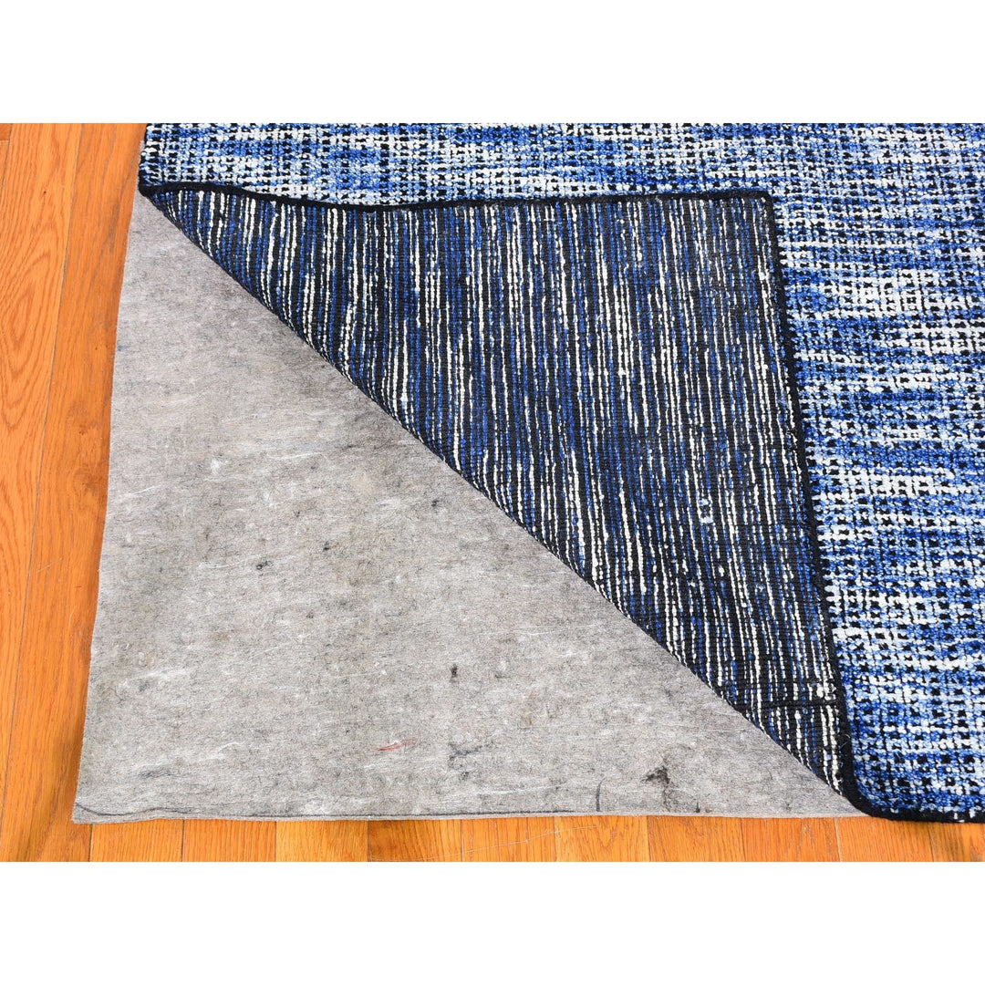 8'2" x 10'0" New Hand Loomed Blue Wool Rectangle Oriental Rug - MOA10259534