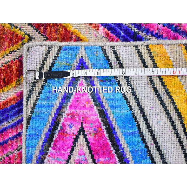 2'0" x 3'1" New Hand Knotted Pink Wool & Silk Rectangle Oriental Rug - MOA10259549