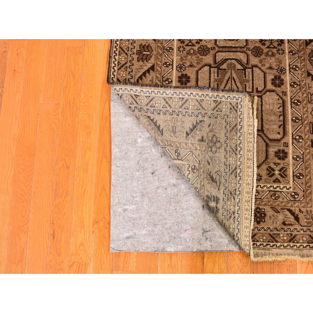 3'2" x 9'6" New Hand Knotted Brown Wool Runner Oriental Rug - MOA10259560