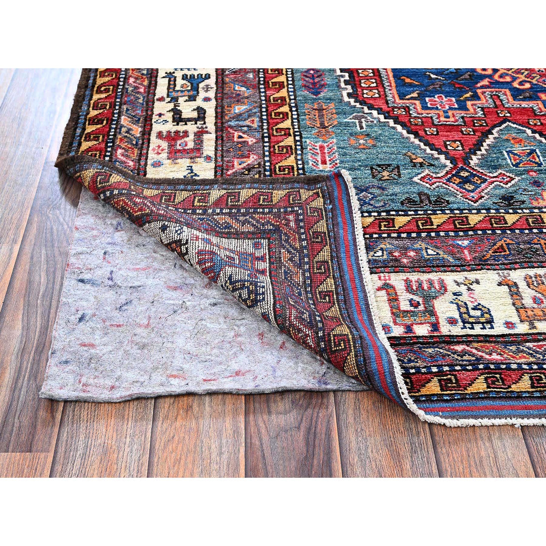 5'1" x 6'7" New Hand Knotted Red Wool Rectangle Oriental Rug - MOA102595