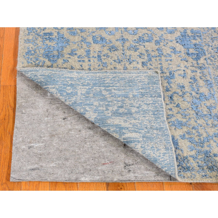 2'5" x 6'1" New Hand Loomed Blue Wool & Silk Runner Oriental Rug - MOA10259618