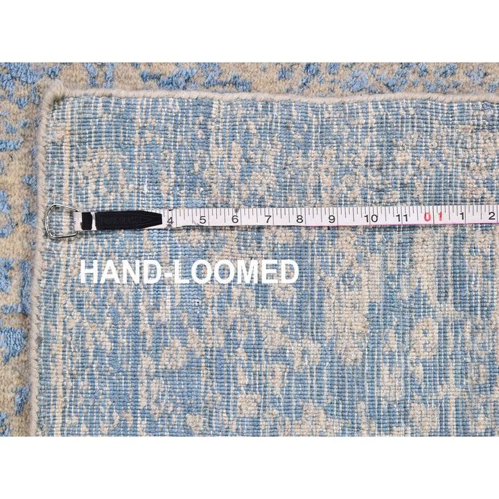 2'5" x 6'1" New Hand Loomed Blue Wool & Silk Runner Oriental Rug - MOA10259618