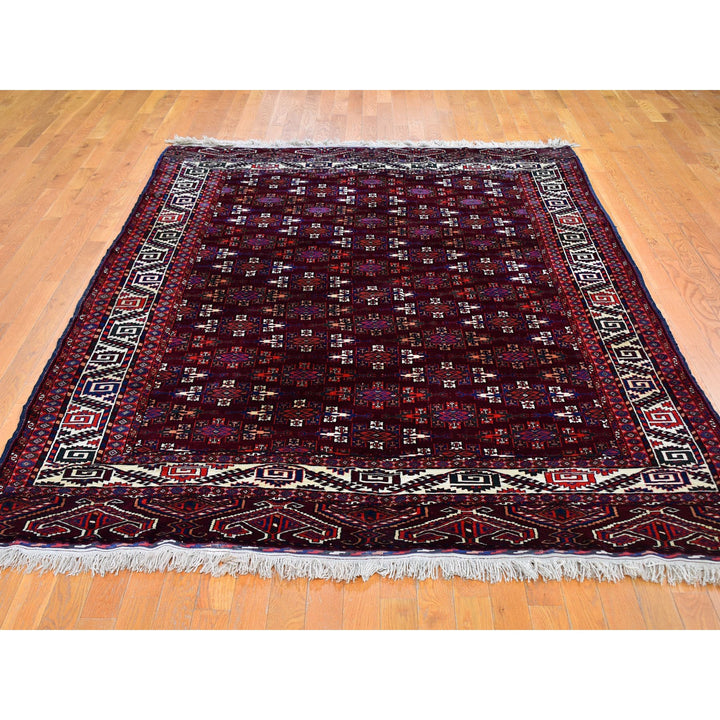 6'7" x 9'6" New Hand Knotted Red Wool Rectangle Oriental Rug - MOA10259624