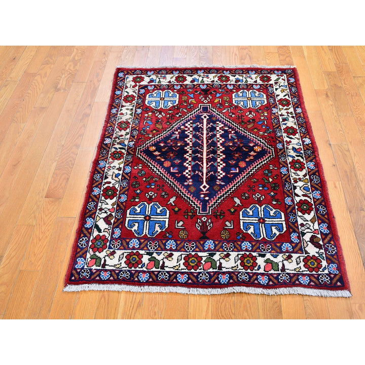 3'6" x 4'9" New Hand Knotted Red Wool Rectangle Oriental Rug - MOA10259626