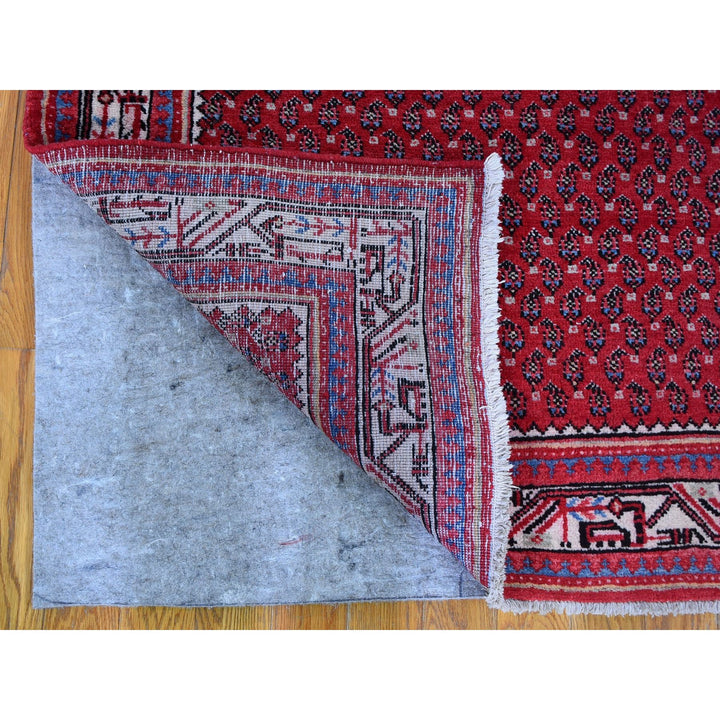 3'8" x 9'9" New Hand Knotted Red Wool Runner Oriental Rug - MOA10259666