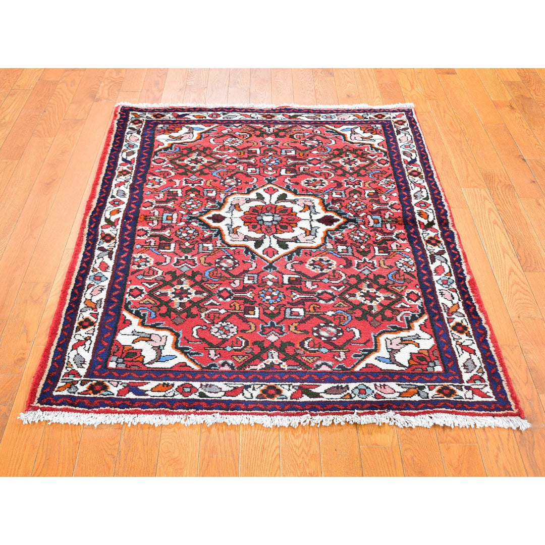 3'6" x 5'0" New Hand Knotted Red Wool Rectangle Oriental Rug - MOA10259677