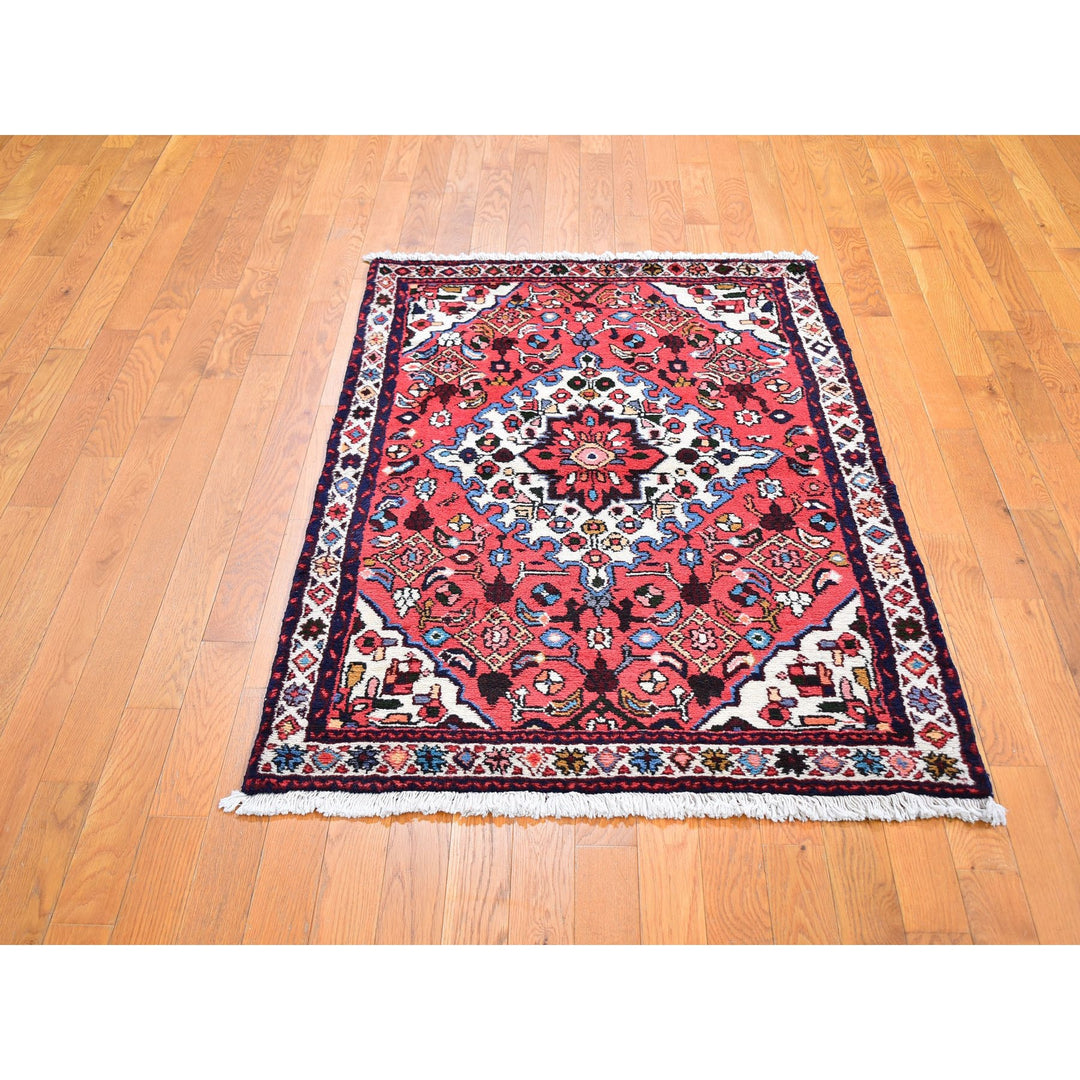 3'4" x 5'3" New Hand Knotted Red Wool Rectangle Oriental Rug - MOA10259692