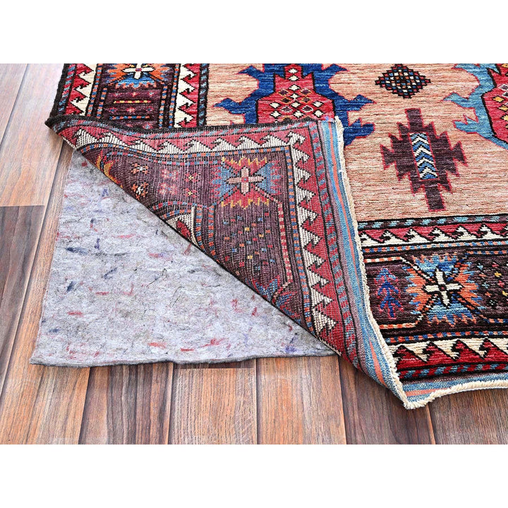 5'0" x 6'7" New Hand Knotted Orange Wool Rectangle Oriental Rug - MOA102596