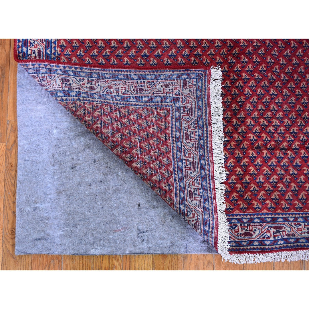4'6" x 10'9" Vintage Hand Knotted Red Wool Runner Oriental Rug - MOA10259703