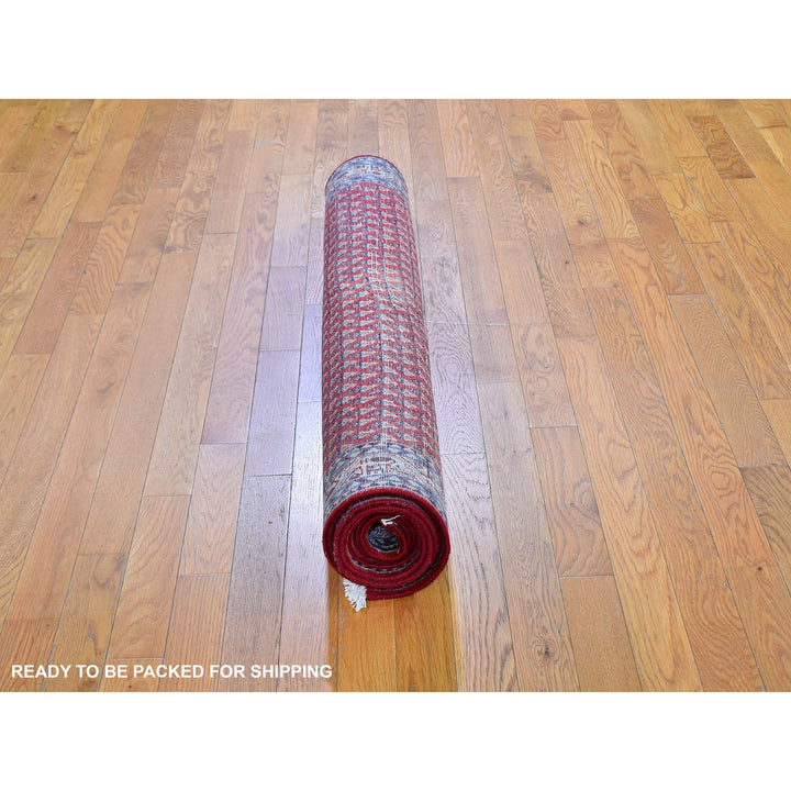 4'6" x 10'9" Vintage Hand Knotted Red Wool Runner Oriental Rug - MOA10259703