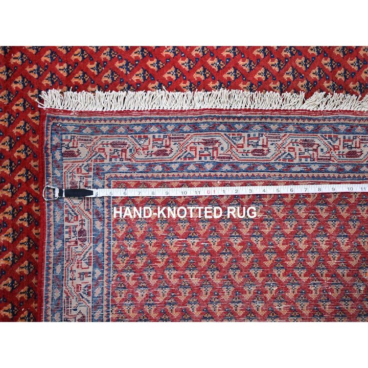 4'6" x 10'9" Vintage Hand Knotted Red Wool Runner Oriental Rug - MOA10259703