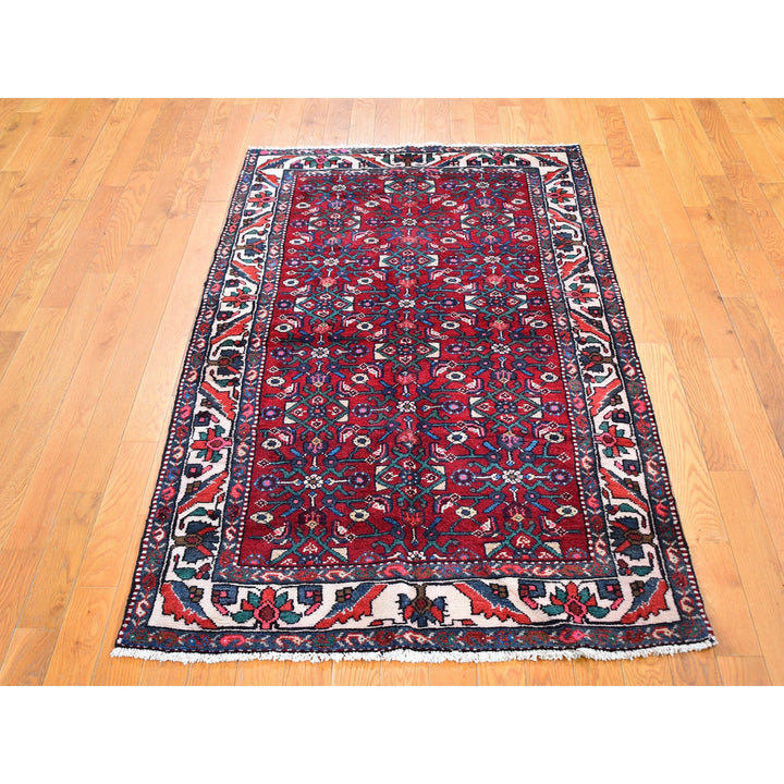 3'6" x 6'3" New Hand Knotted Red Wool Rectangle Oriental Rug - MOA10259717