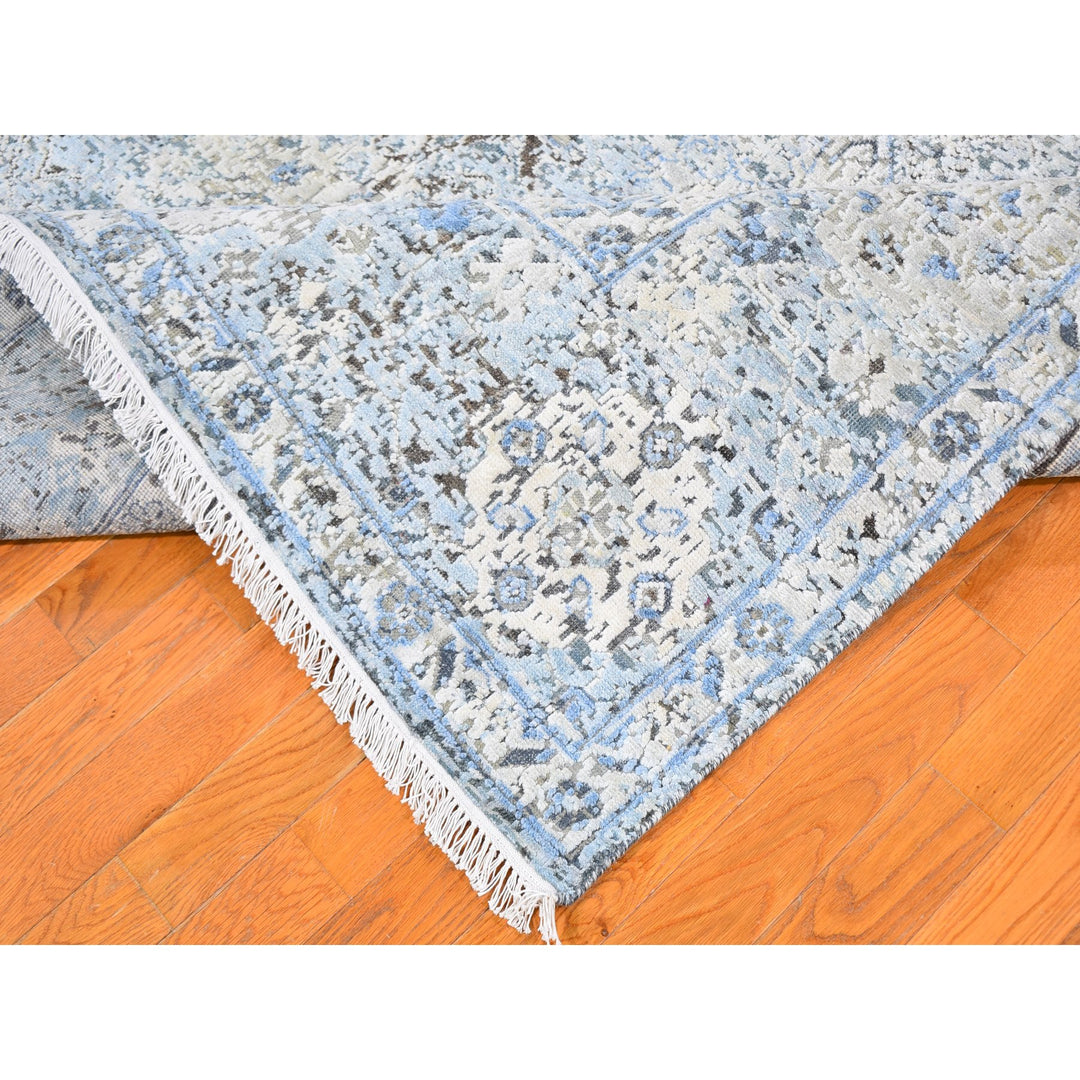 8'0" x 10'4" New Hand Knotted Blue Wool & Silk Rectangle Oriental Rug - MOA10259724