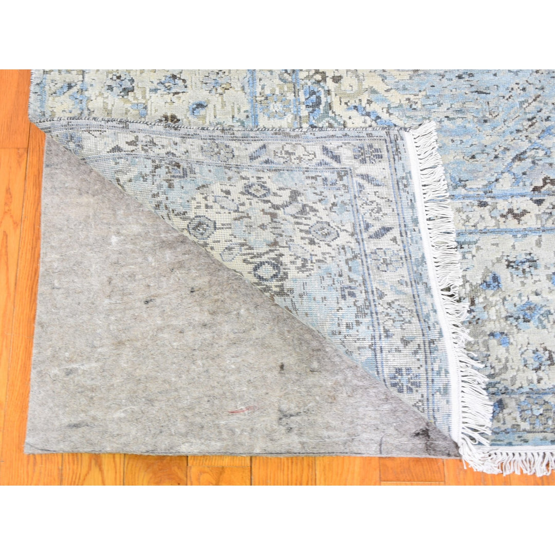 8'0" x 10'4" New Hand Knotted Blue Wool & Silk Rectangle Oriental Rug - MOA10259724