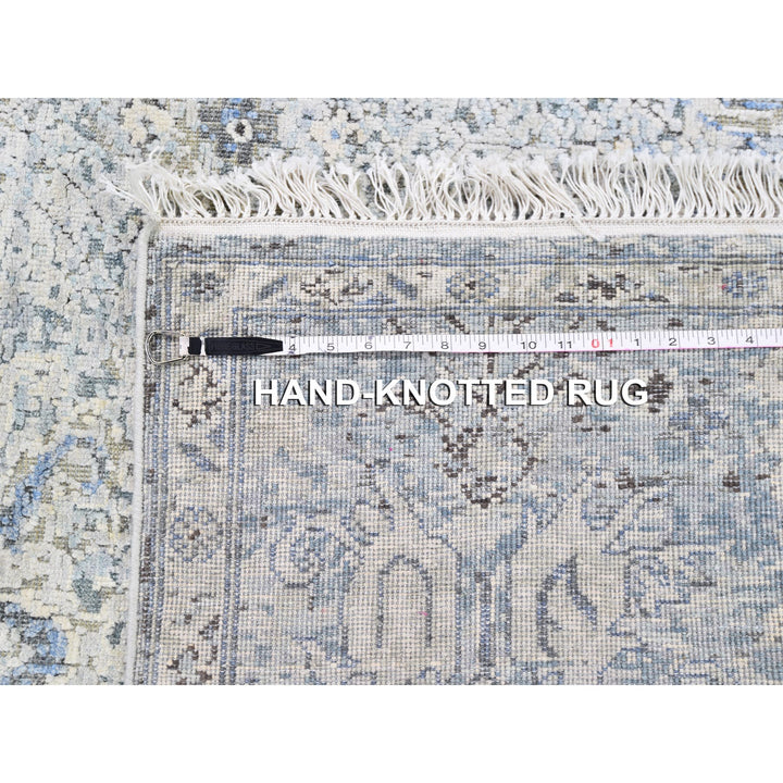 4'0" x 6'0" New Hand Knotted Blue Wool & Silk Rectangle Oriental Rug - MOA10259750