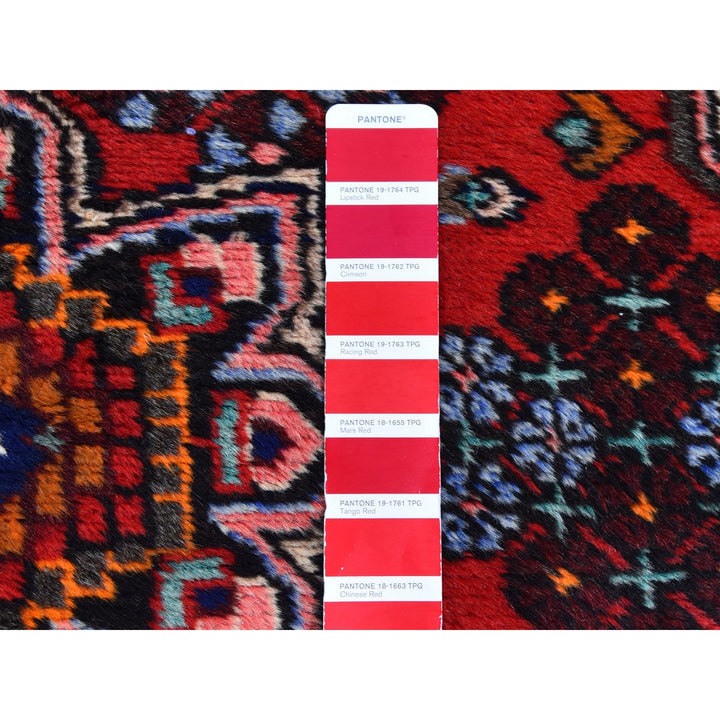 3'8" x 5'6" Vintage Hand Knotted Red Wool Rectangle Oriental Rug - MOA10259757
