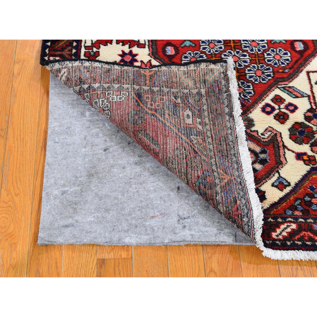 3'8" x 5'6" Vintage Hand Knotted Red Wool Rectangle Oriental Rug - MOA10259757