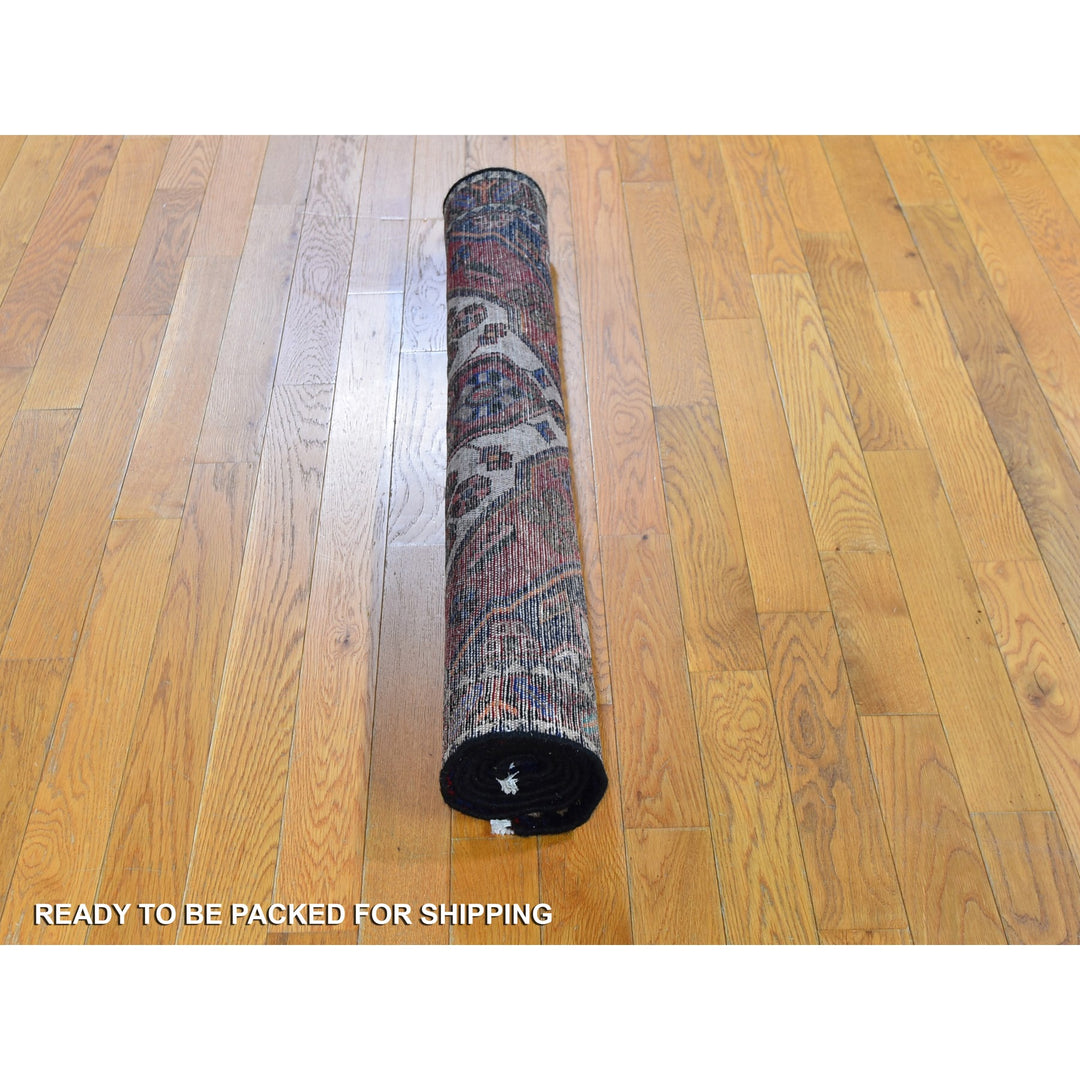 3'8" x 5'6" Vintage Hand Knotted Red Wool Rectangle Oriental Rug - MOA10259757