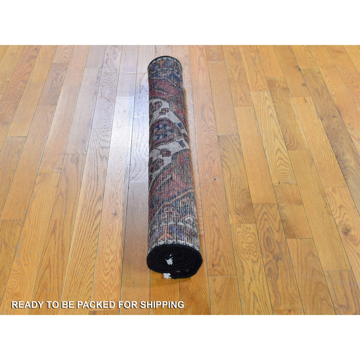 3'8" x 5'6" Vintage Hand Knotted Red Wool Rectangle Oriental Rug - MOA10259757
