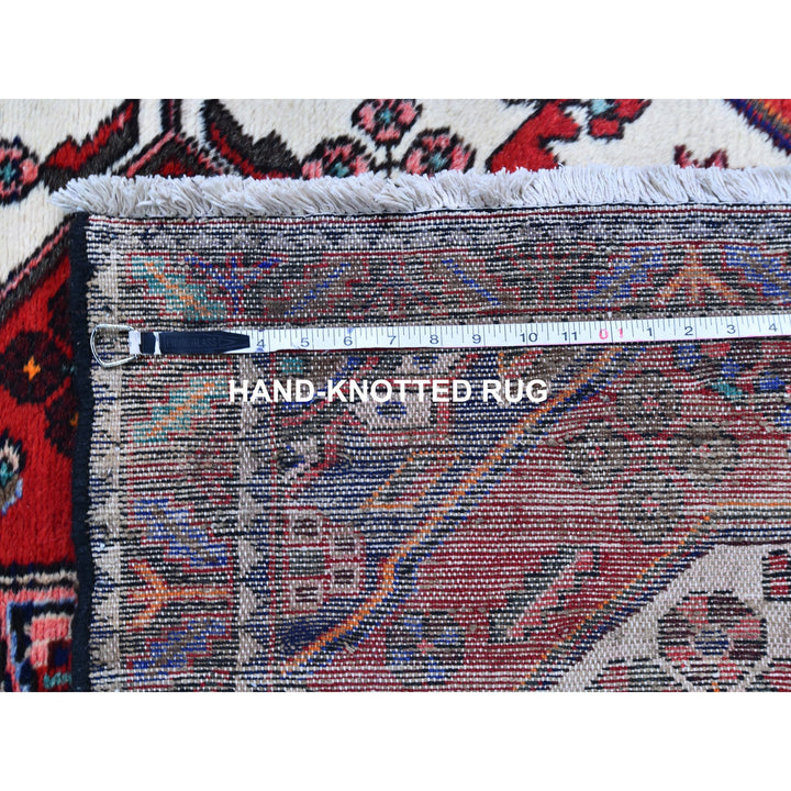 3'8" x 5'6" Vintage Hand Knotted Red Wool Rectangle Oriental Rug - MOA10259757