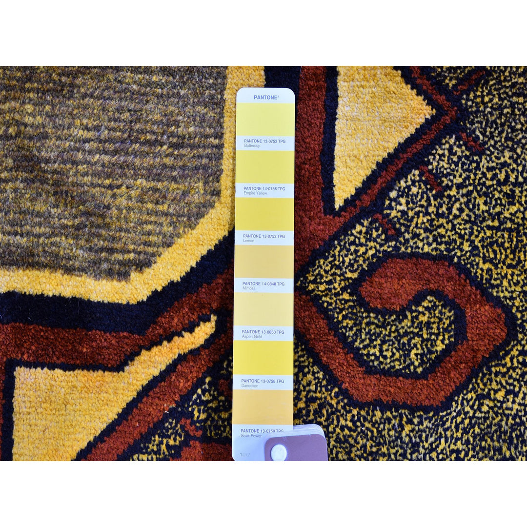 4'6" x 8'3" New Hand Knotted Yellow Wool Rectangle Oriental Rug - MOA10259823