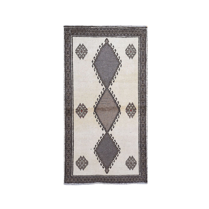 3'5" x 6'4" New Hand Knotted Ivory Wool Rectangle Oriental Rug - MOA10259844