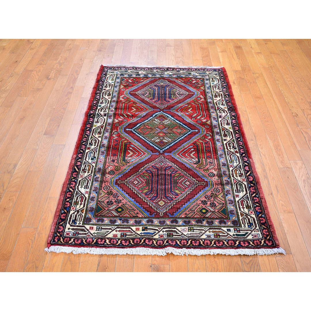 3'8" x 6'5" New Hand Knotted Red Wool Rectangle Oriental Rug - MOA10259851