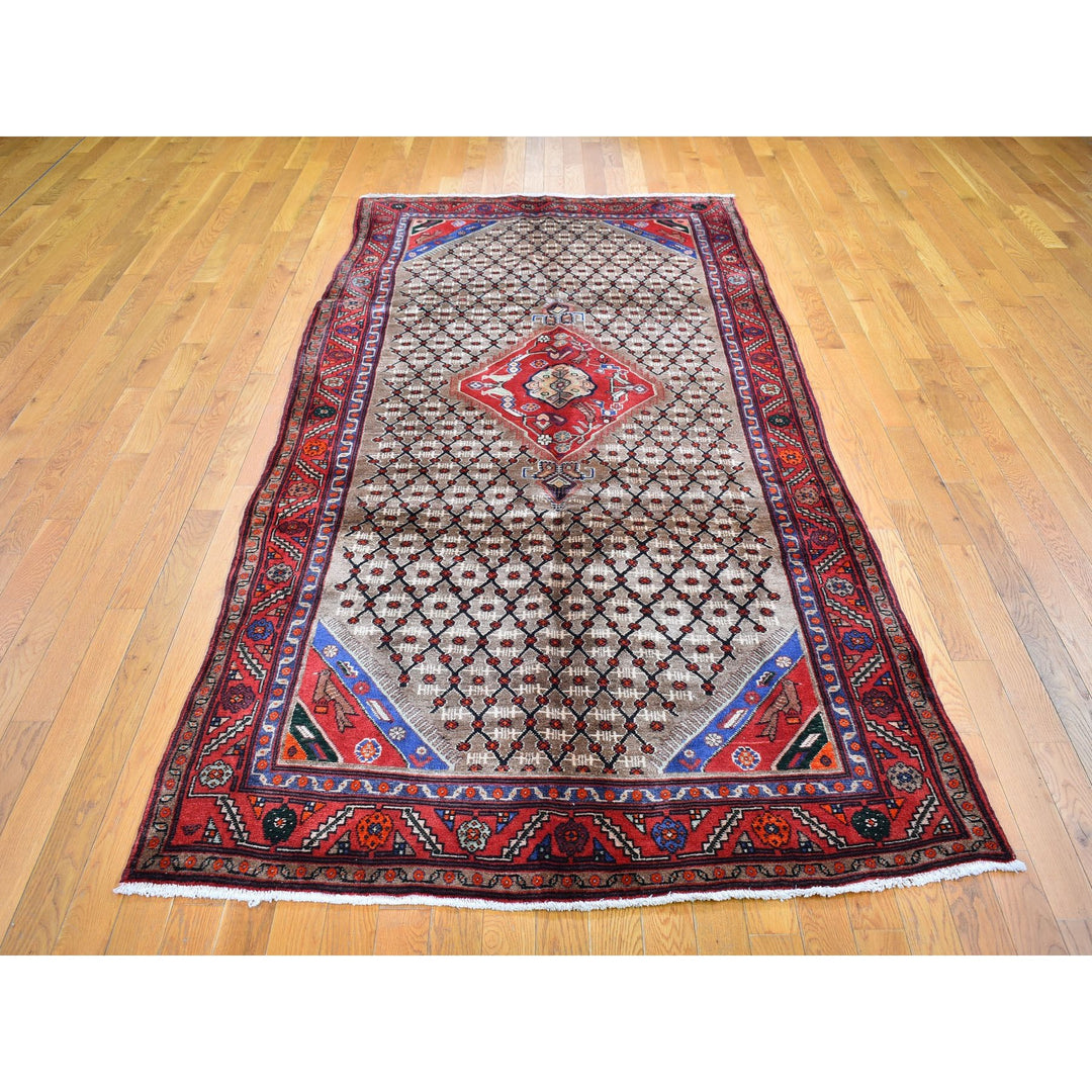 4'9" x 10'1" New Hand Knotted Brown Wool Runner Oriental Rug - MOA10259857