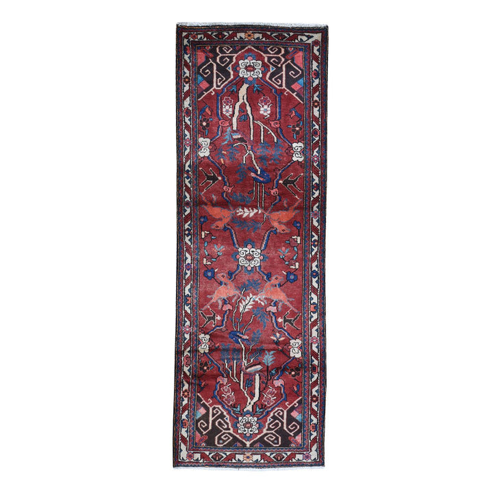 3'5" x 9'7" New Hand Knotted Red Wool Runner Oriental Rug - MOA10259860