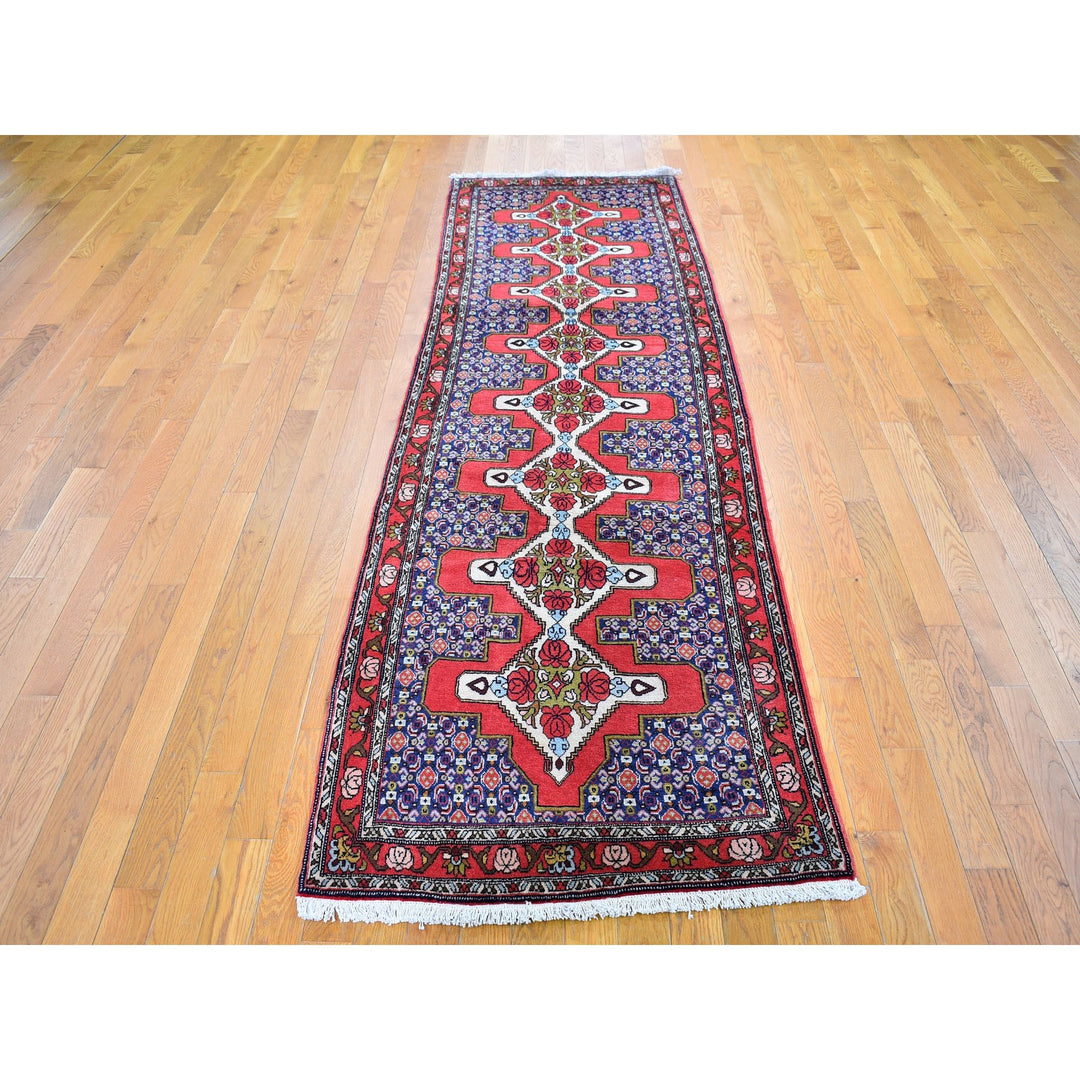 3'0" x 9'9" New Hand Knotted Red Wool Runner Oriental Rug - MOA10259861