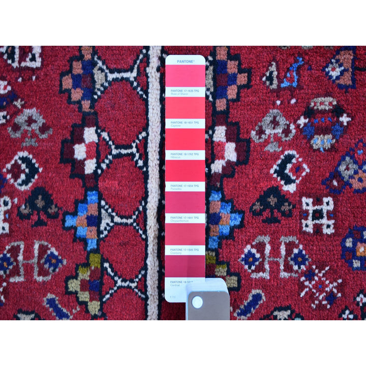 3'5" x 5'4" New Hand Knotted Red Wool Rectangle Oriental Rug - MOA10259888