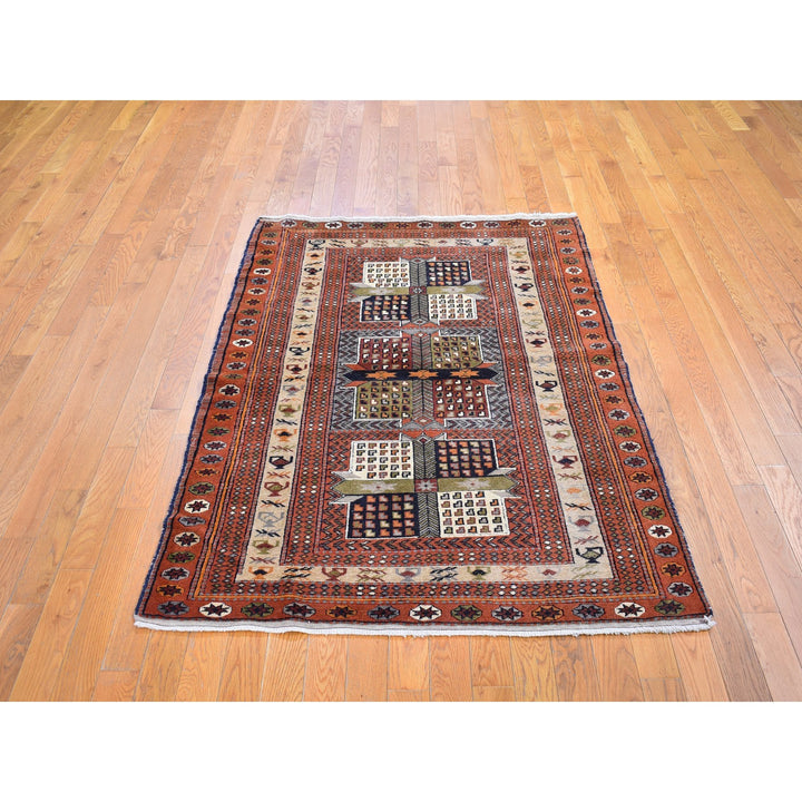 4'0" x 5'10" Vintage Hand Knotted Brown Wool Rectangle Oriental Rug - MOA10259925