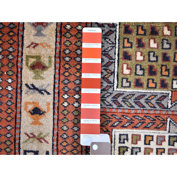 4'0" x 5'10" Vintage Hand Knotted Brown Wool Rectangle Oriental Rug - MOA10259925