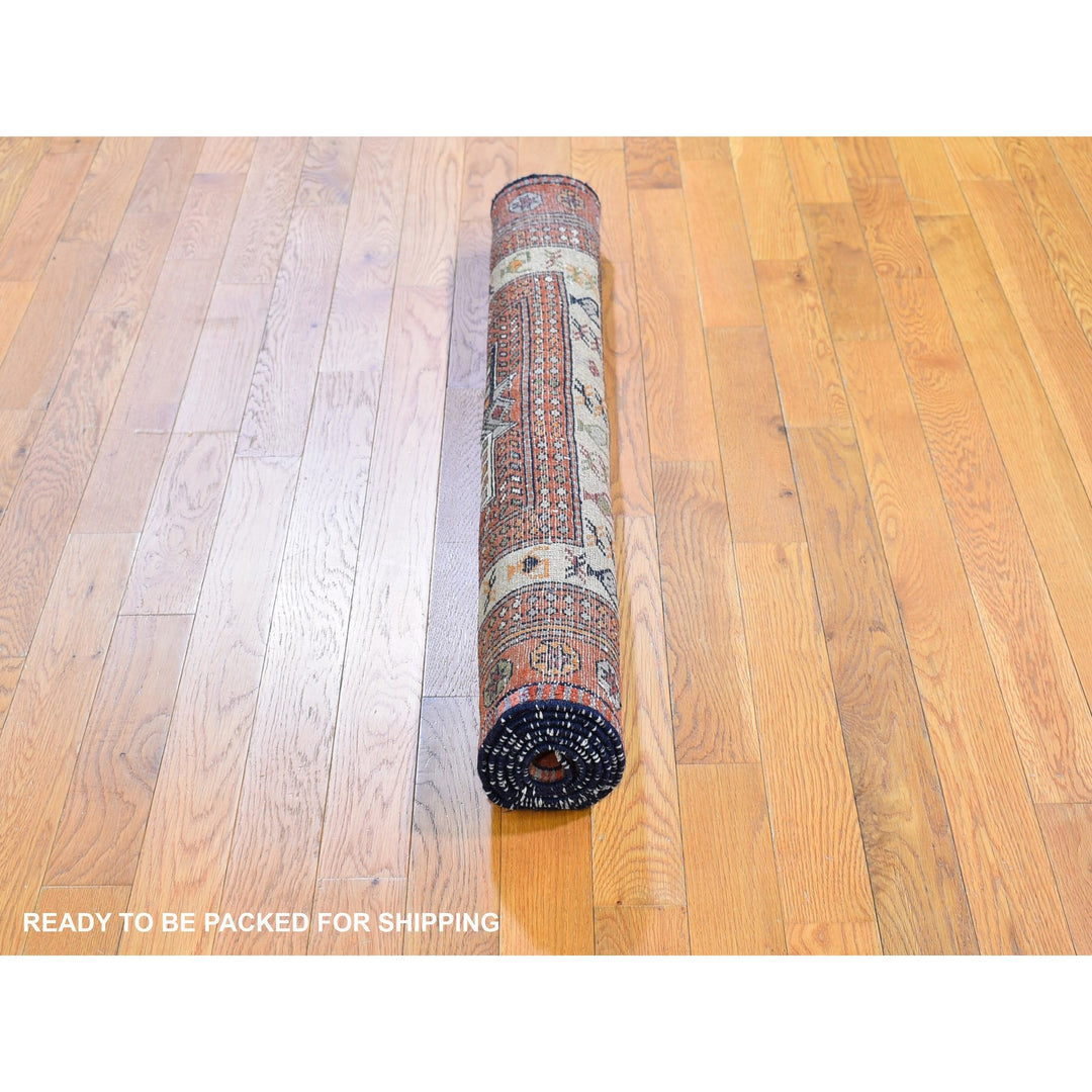 4'0" x 5'10" Vintage Hand Knotted Brown Wool Rectangle Oriental Rug - MOA10259925