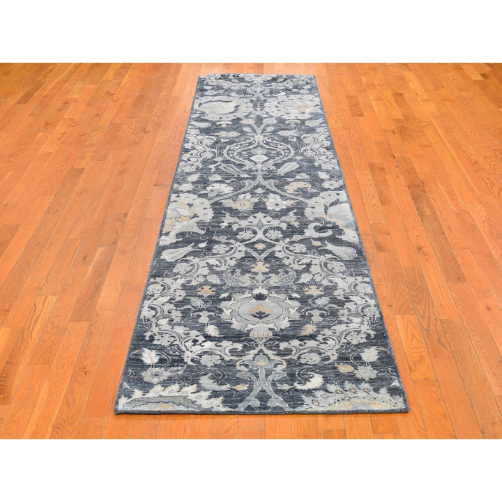 3'0" x 12'2" New Hand Knotted Grey Cotton Runner Oriental Rug - MOA10259953