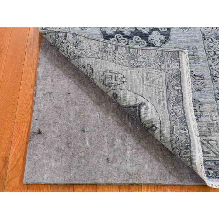 3'0" x 5'2" New Hand Knotted Grey Wool & Silk Rectangle Oriental Rug - MOA10259954