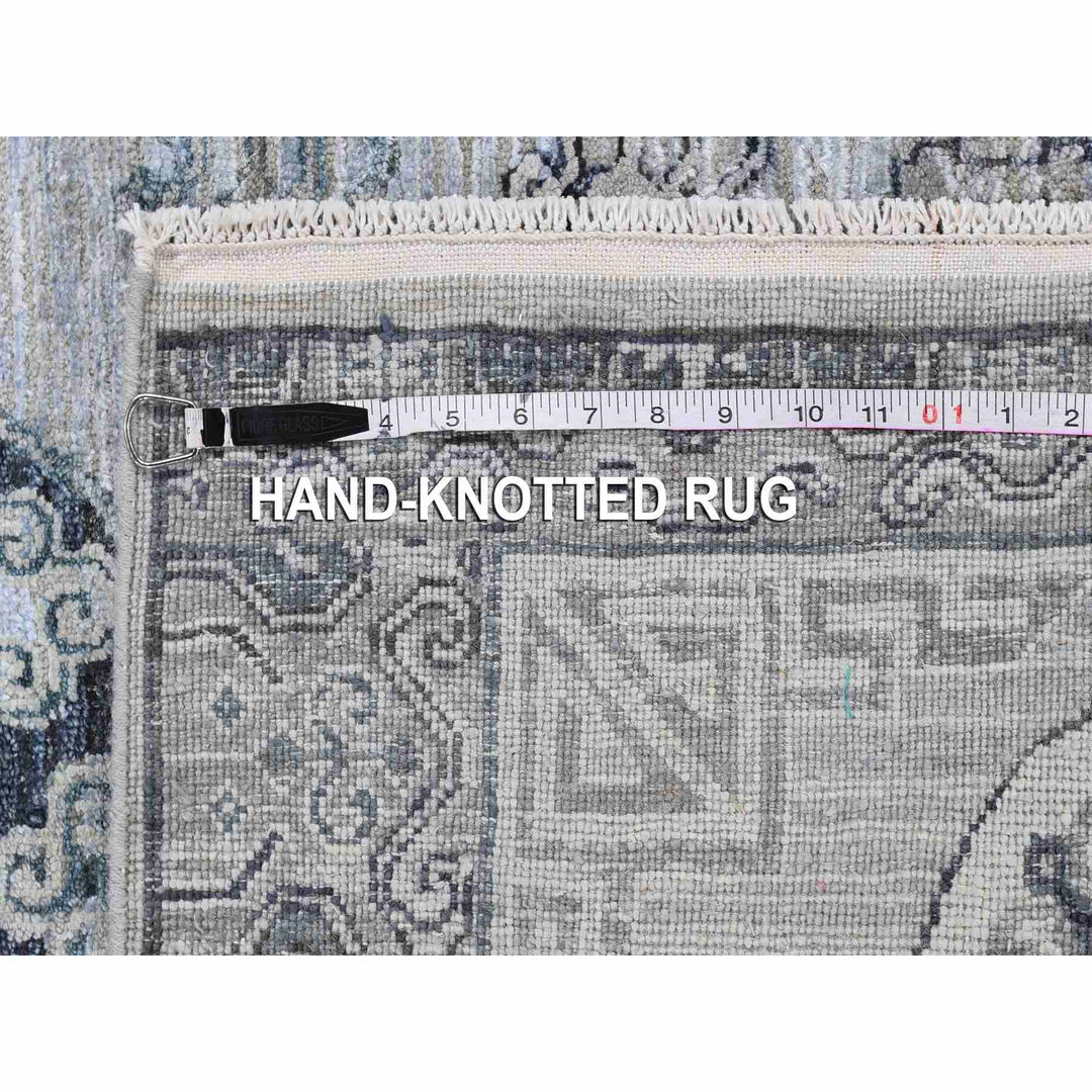 3'0" x 5'2" New Hand Knotted Grey Wool & Silk Rectangle Oriental Rug - MOA10259954