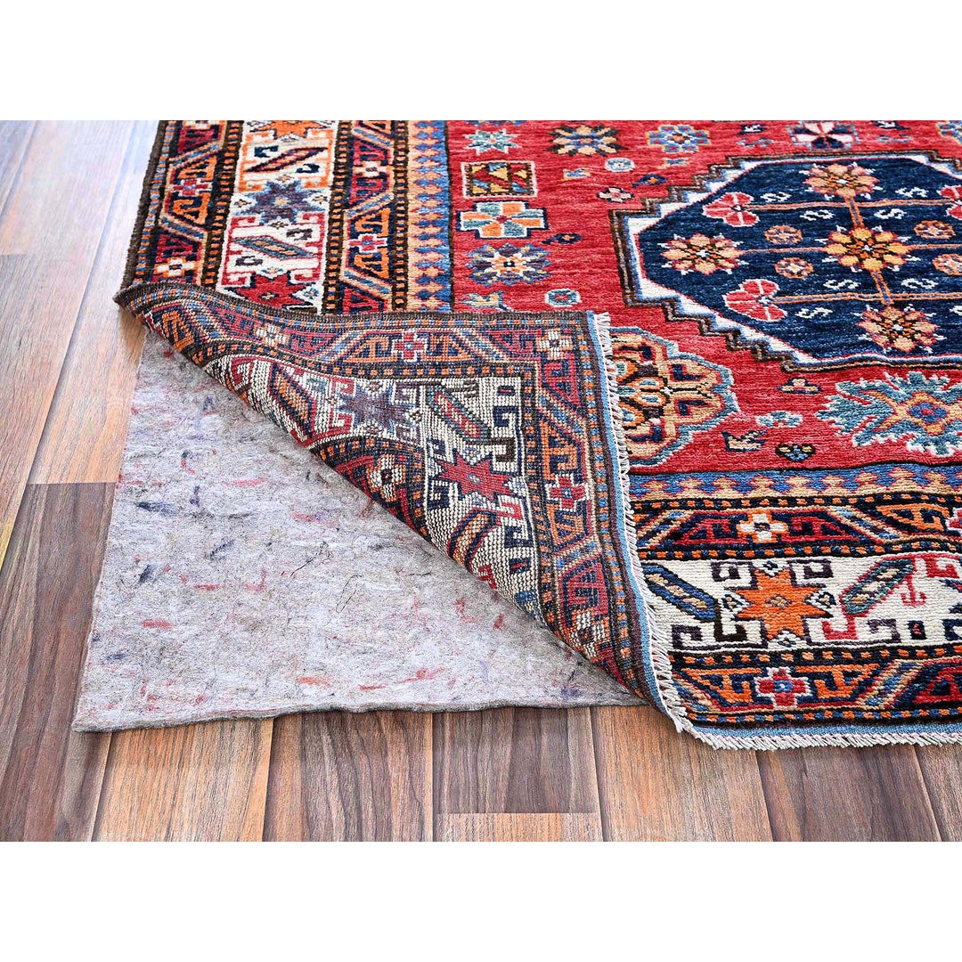4'3" x 5'7" New Hand Knotted Red Wool Rectangle Oriental Rug - MOA102599