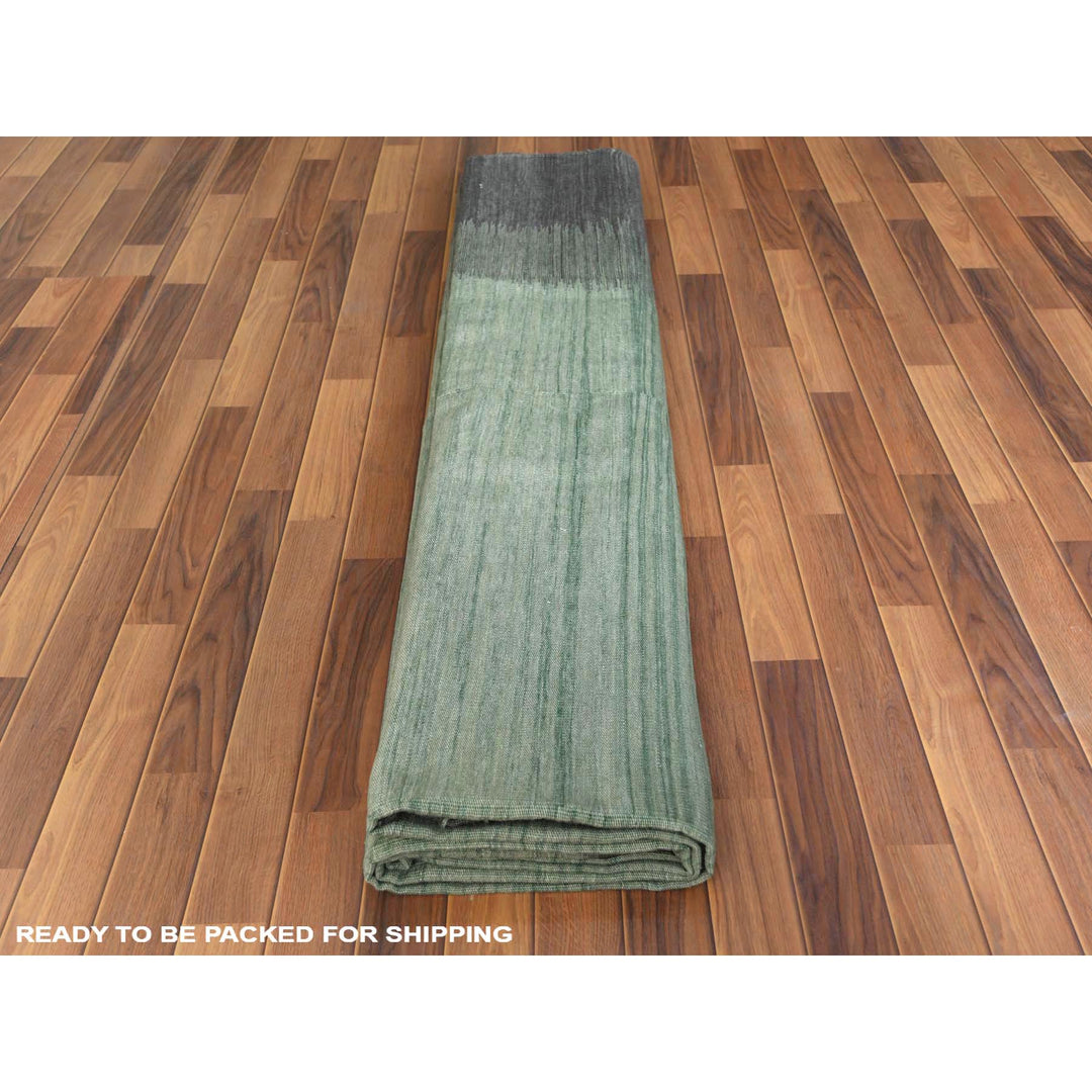 12'0" x 15'0" New Hand Woven Green Wool Rectangle Oriental Rug - MOA10260020