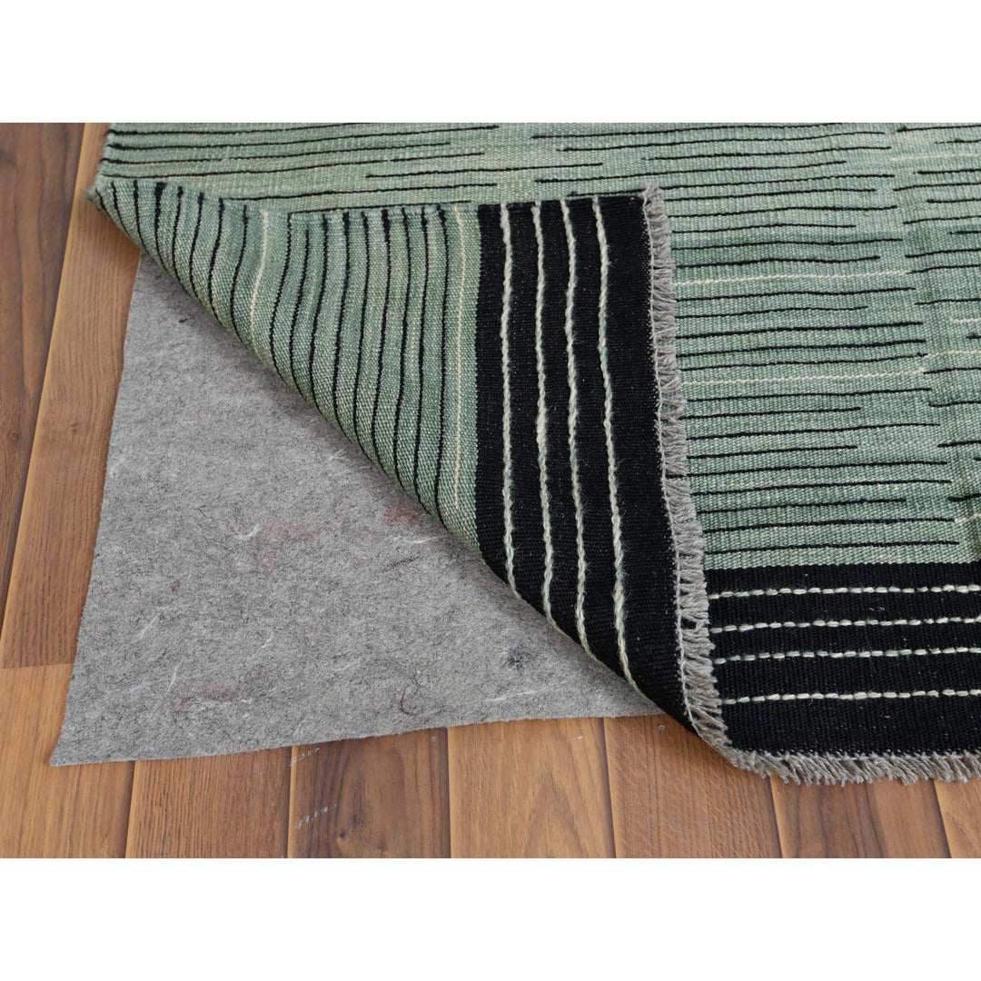 8'2" x 10'1" New Hand Woven Green Wool Rectangle Oriental Rug - MOA10260031