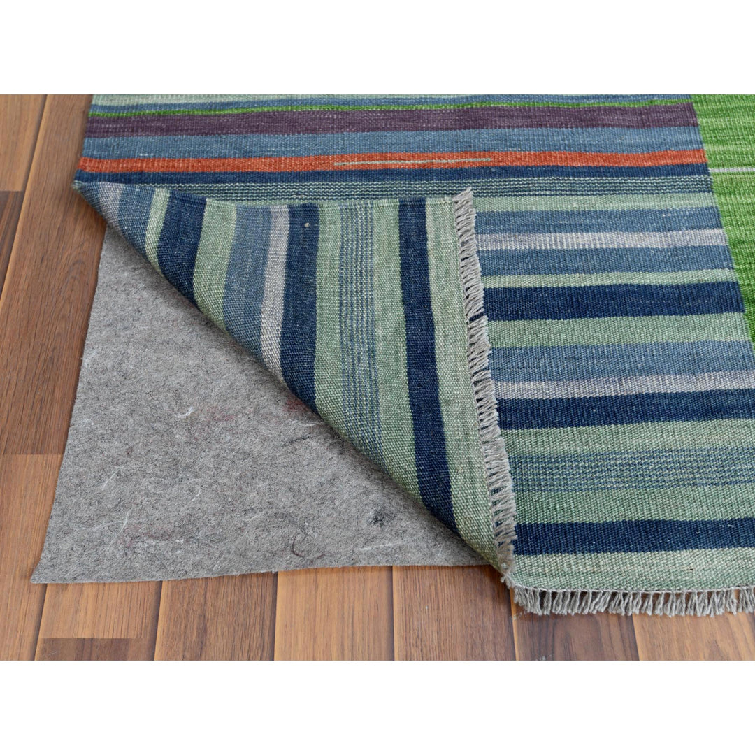 8'3" x 10'1" New Hand Woven Green Wool Rectangle Oriental Rug - MOA10260093